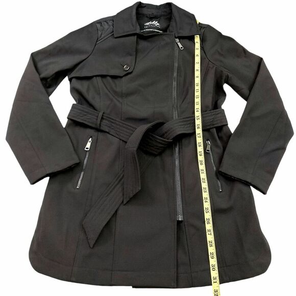 Sebby Collection Soft Shell Trench Coat Womens Medium Black Water Resistant - Picture 8 of 11